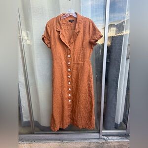 Quince Terracotta Linen button down Dress